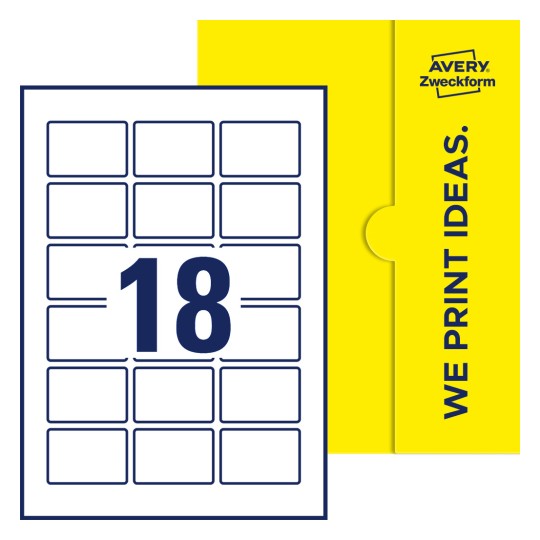 18 stk. etiketter per ark - Firkantede etiketter, 54 x 37 mm