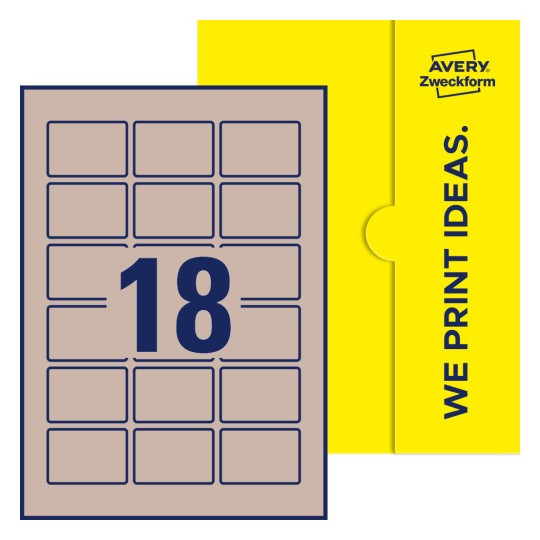 18 stk. etiketter per ark - Firkantede etiketter, 54 x 37 mm