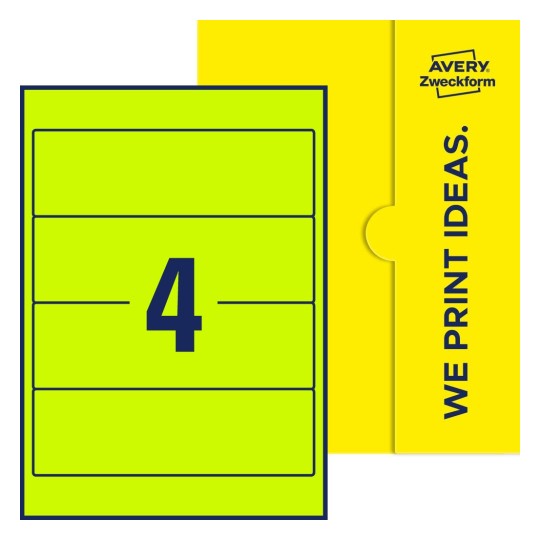 4 stk. etiketter per ark - Firkantede etiketter, 59 x 192 mm