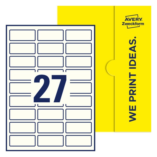 27 stk. etiketter per ark - Firkantede etiketter, 60 x 25 mm