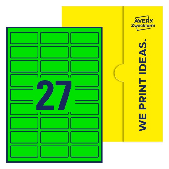 27 stk. etiketter per ark - Firkantede etiketter, 60 x 25 mm