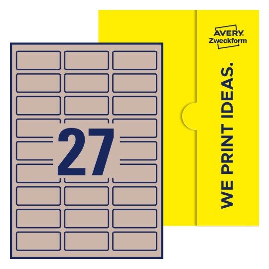 27 stk. etiketter per ark - Firkantede etiketter, 60 x 25 mm