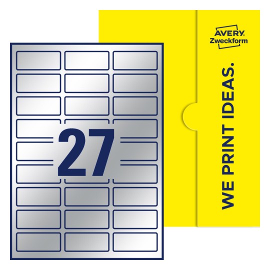 27 stk. etiketter per ark - Firkantede etiketter, 60 x 25 mm