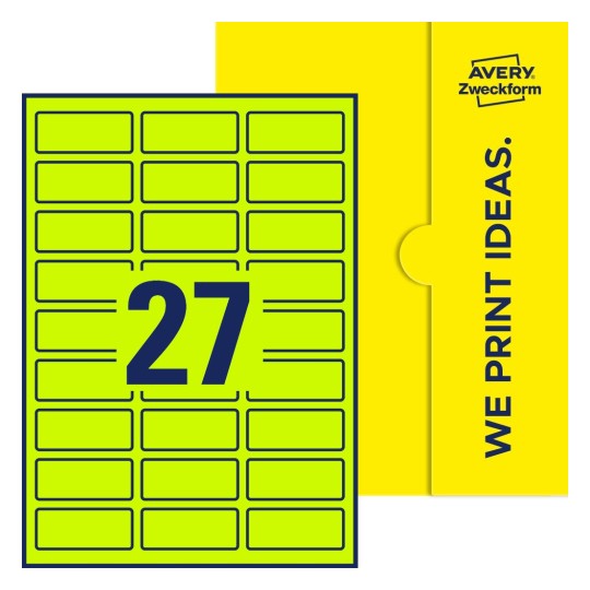 27 stk. etiketter per ark - Firkantede etiketter, 60 x 25 mm