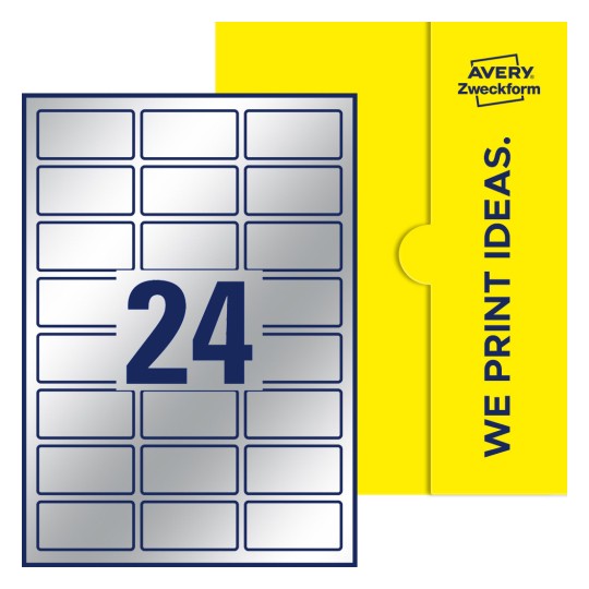 24 stk. etiketter per ark - Firkantede etiketter, 60 x 30 mm