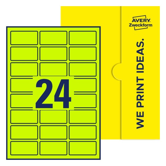 24 stk. etiketter per ark - Firkantede etiketter, 60 x 30 mm