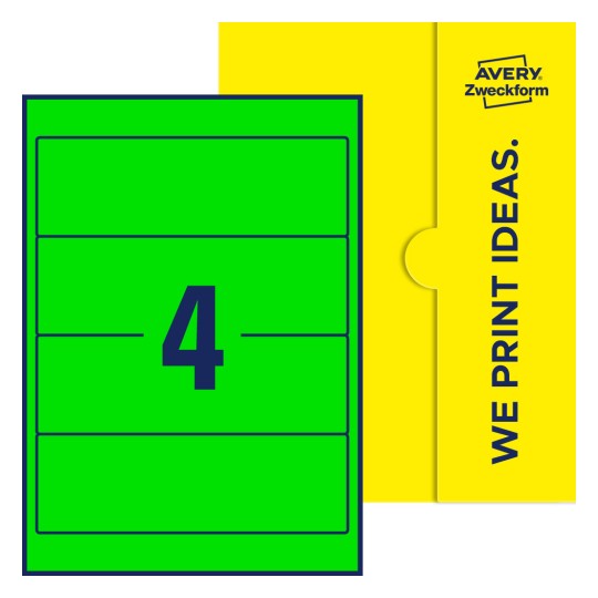 4 stk. etiketter per ark - Firkantede etiketter, 61 x 192 mm
