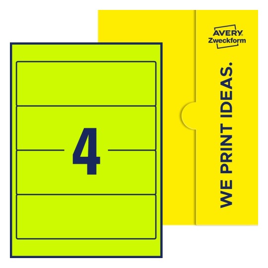 4 stk. etiketter per ark - Firkantede etiketter, 61 x 192 mm