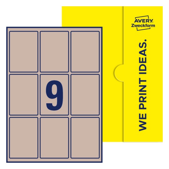 9 stk. etiketter per ark - Firkantede etiketter, 62 x 89 mm