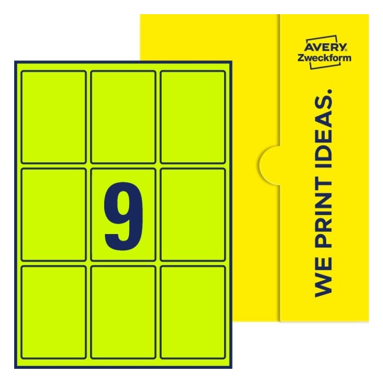 9 stk. etiketter per ark - Firkantede etiketter, 62 x 89 mm