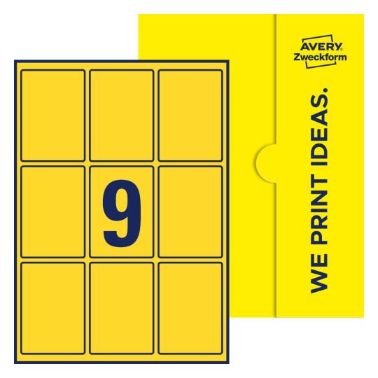 9 stk. etiketter per ark - Firkantede etiketter, 62 x 89 mm