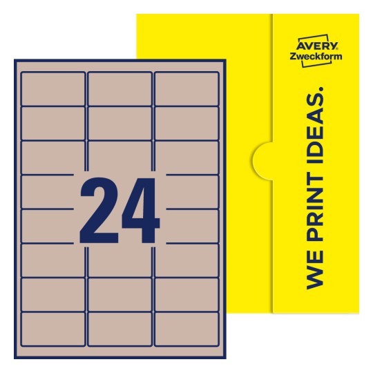 24 stk. etiketter per ark - Firkantede etiketter, 63,5 x 33,9 mm