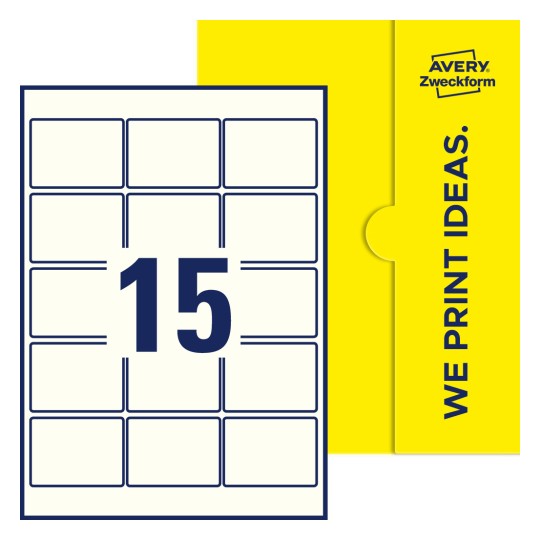 15 stk. etiketter per ark - Firkantede etiketter, 63,5 x 46,6 mm