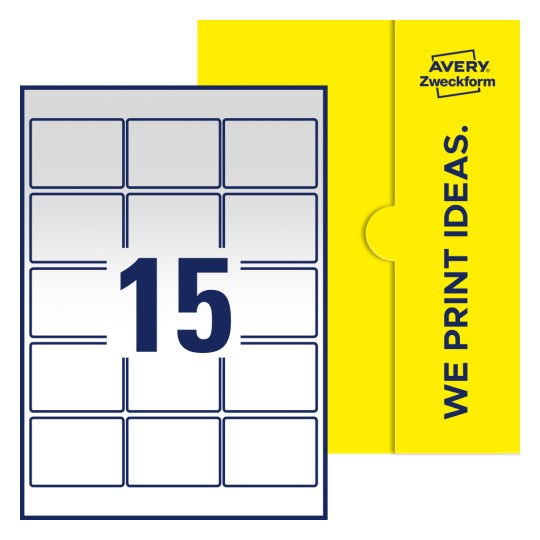 15 stk. etiketter per ark - Firkantede etiketter, 63,5 x 46,6 mm