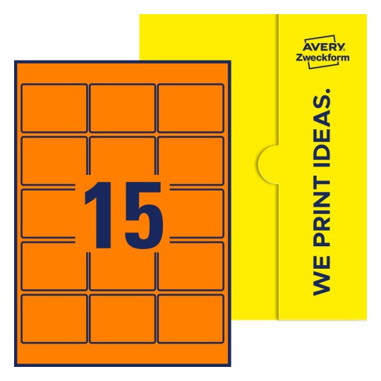 15 stk. etiketter per ark - Firkantede etiketter, 63,5 x 46,6 mm