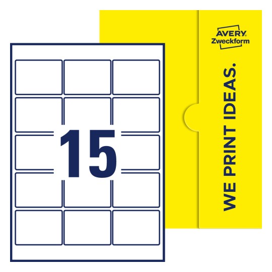 15 stk. etiketter per ark - Firkantede etiketter, 63,5 x 46,6 mm