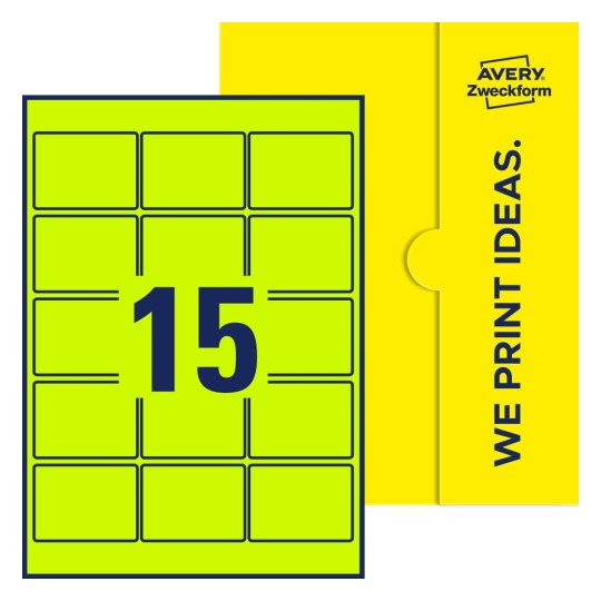 15 stk. etiketter per ark - Firkantede etiketter, 63,5 x 46,6 mm