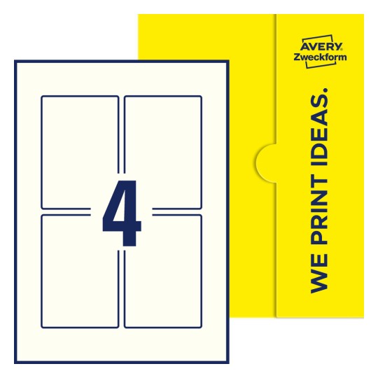 4 stk. etiketter per ark - Firkantede etiketter, 75 x 110 mm