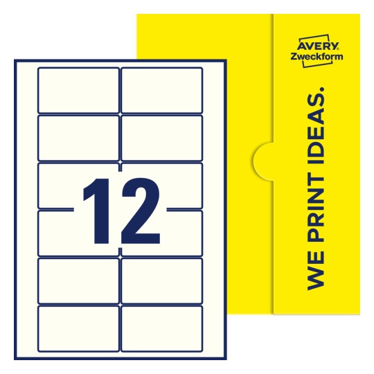 12 stk. etiketter per ark - Firkantede etiketter, 80 x 45 mm
