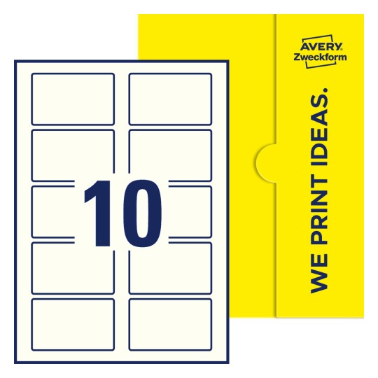 10 stk. etiketter per ark - Firkantede etiketter, 80 x 50 mm