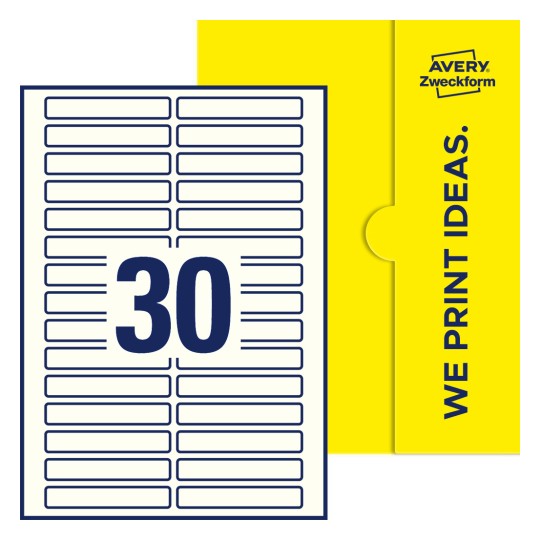 30 stk. etiketter per ark - Firkantede etiketter, 85 x 14 mm
