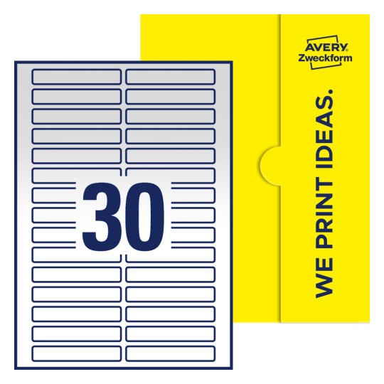 30 stk. etiketter per ark - Firkantede etiketter, 85 x 14 mm