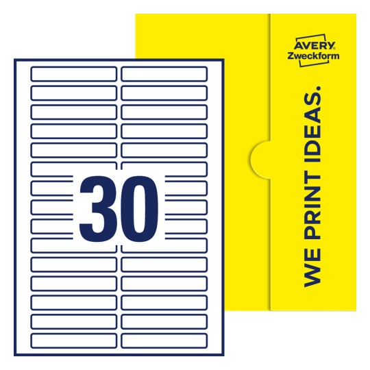 30 stk. etiketter per ark - Firkantede etiketter, 85 x 14 mm