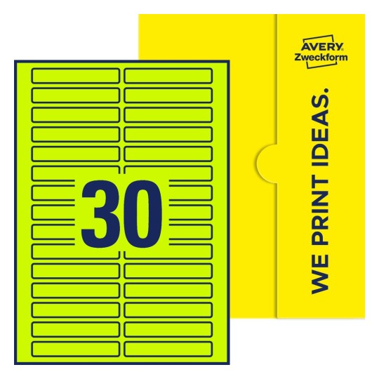 30 stk. etiketter per ark - Firkantede etiketter, 85 x 14 mm