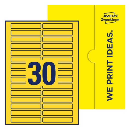30 stk. etiketter per ark - Firkantede etiketter, 85 x 14 mm