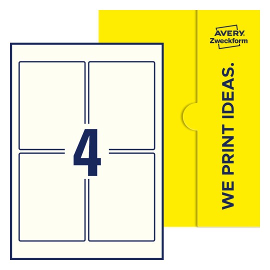 4 stk. etiketter per ark - Firkantede etiketter, 90 x 120 mm
