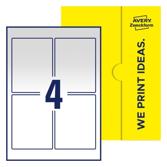 4 stk. etiketter per ark - Firkantede etiketter, 90 x 120 mm
