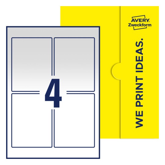 4 stk. etiketter per ark - Firkantede etiketter, 90 x 120 mm
