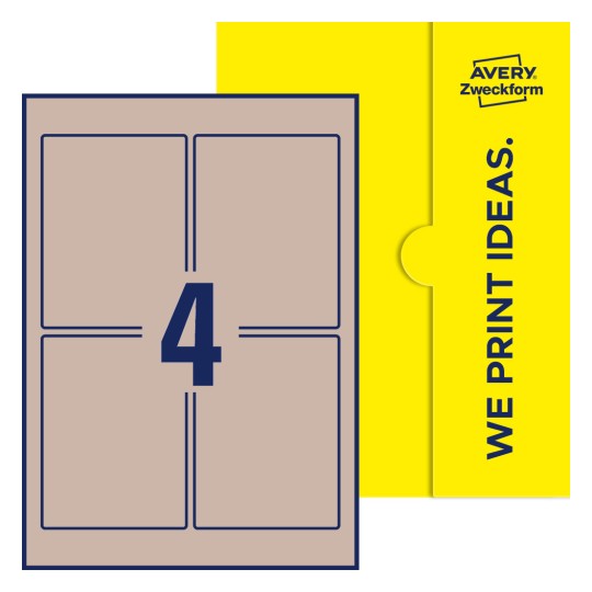 4 stk. etiketter per ark - Firkantede etiketter, 90 x 120 mm