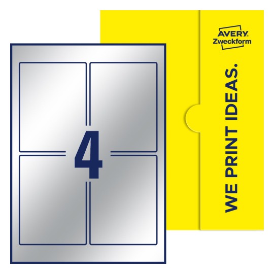 4 stk. etiketter per ark - Firkantede etiketter, 90 x 120 mm