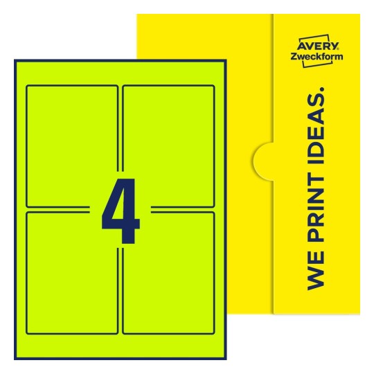 4 stk. etiketter per ark - Firkantede etiketter, 90 x 120 mm
