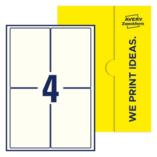 4 stk. etiketter per ark - Firkantede etiketter, 94 x 140 mm