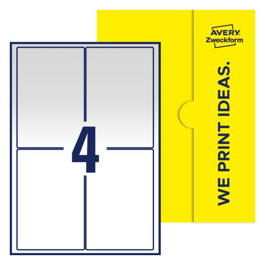4 stk. etiketter per ark - Firkantede etiketter, 94 x 140 mm