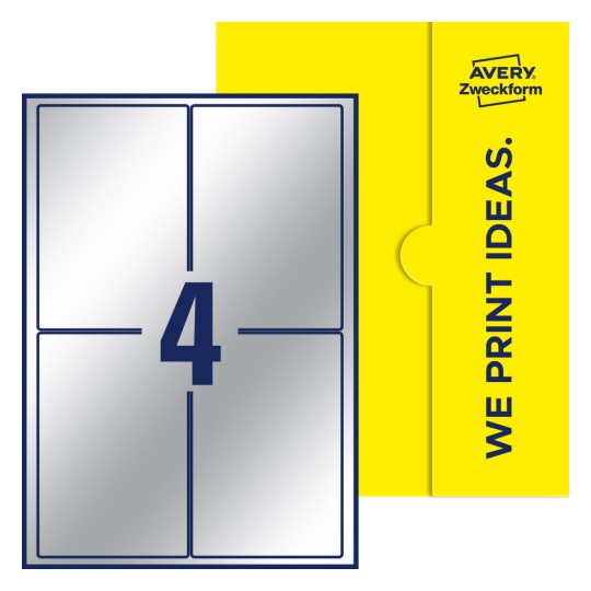 4 stk. etiketter per ark - Firkantede etiketter, 94 x 140 mm