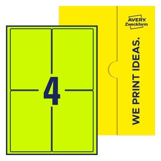 4 stk. etiketter per ark - Firkantede etiketter, 94 x 140 mm