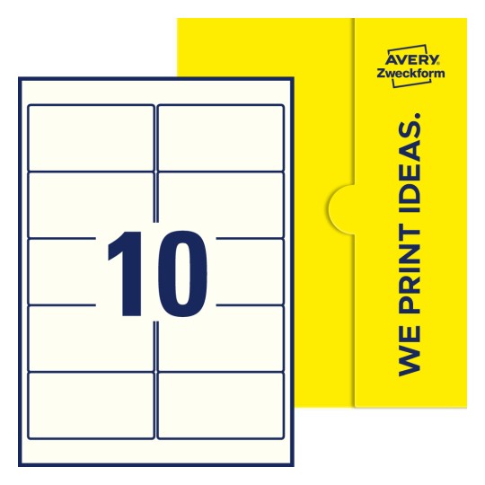 10 stk. etiketter per ark - Firkantede etiketter, 96 x 50,8 mm