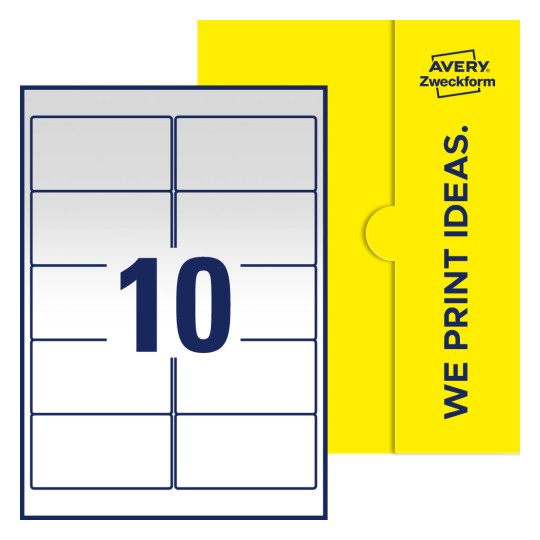 10 stk. etiketter per ark - Firkantede etiketter, 96 x 50,8 mm