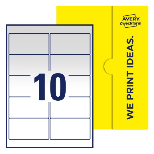 10 stk. etiketter per ark - Firkantede etiketter, 96 x 50,8 mm