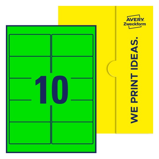10 stk. etiketter per ark - Firkantede etiketter, 96 x 50,8 mm