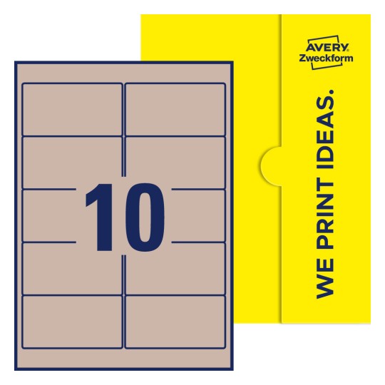 10 stk. etiketter per ark - Firkantede etiketter, 96 x 50,8 mm