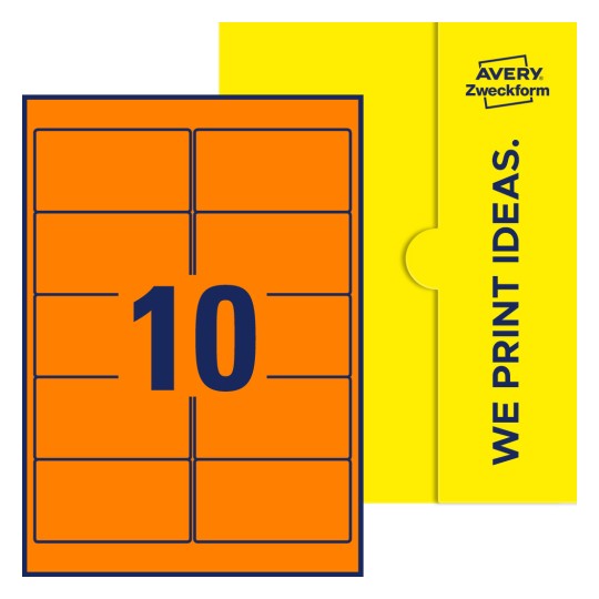 10 stk. etiketter per ark - Firkantede etiketter, 96 x 50,8 mm