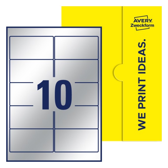 10 stk. etiketter per ark - Firkantede etiketter, 96 x 50,8 mm