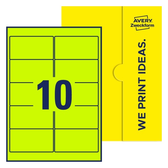 10 stk. etiketter per ark - Firkantede etiketter, 96 x 50,8 mm