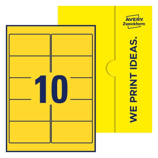 10 stk. etiketter per ark - Firkantede etiketter, 96 x 50,8 mm
