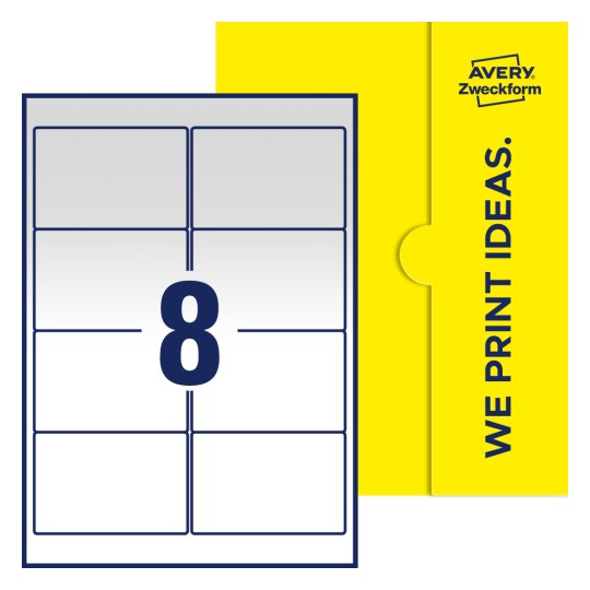 8 stk. etiketter per ark - Firkantede etiketter, 96 x 63,5 mm