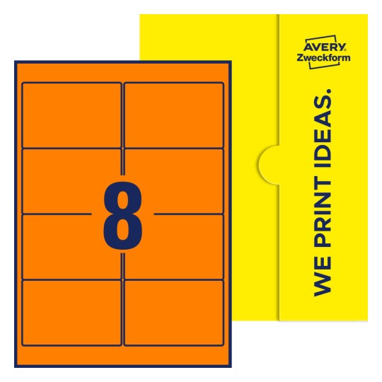 8 stk. etiketter per ark - Firkantede etiketter, 96 x 63,5 mm